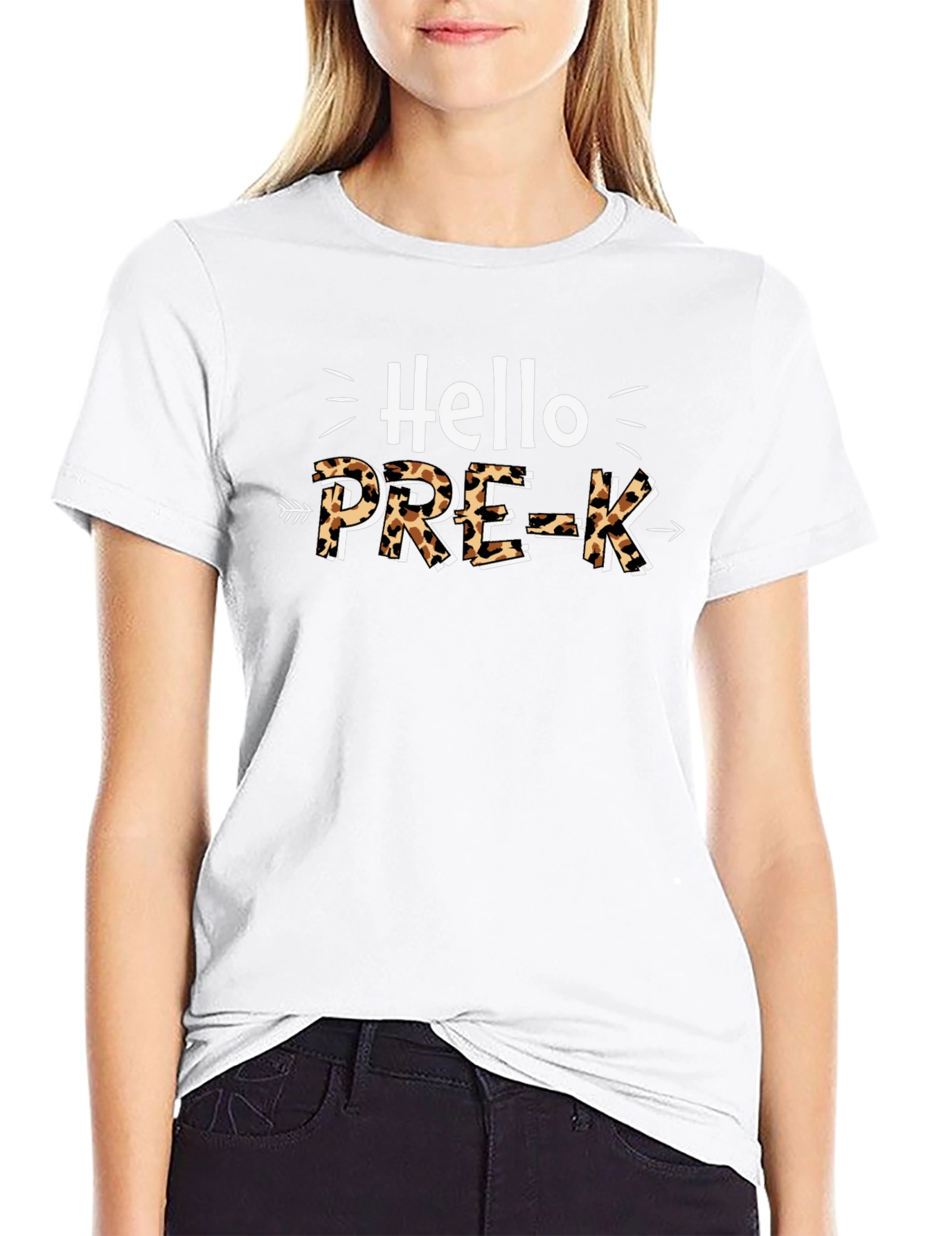 Hello PRE-K Leopard Print Teacher Shirt