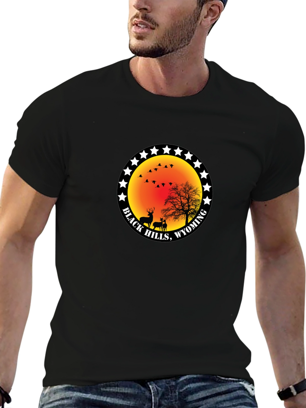 Black Hills Wyoming Deer Graphic T-Shirt