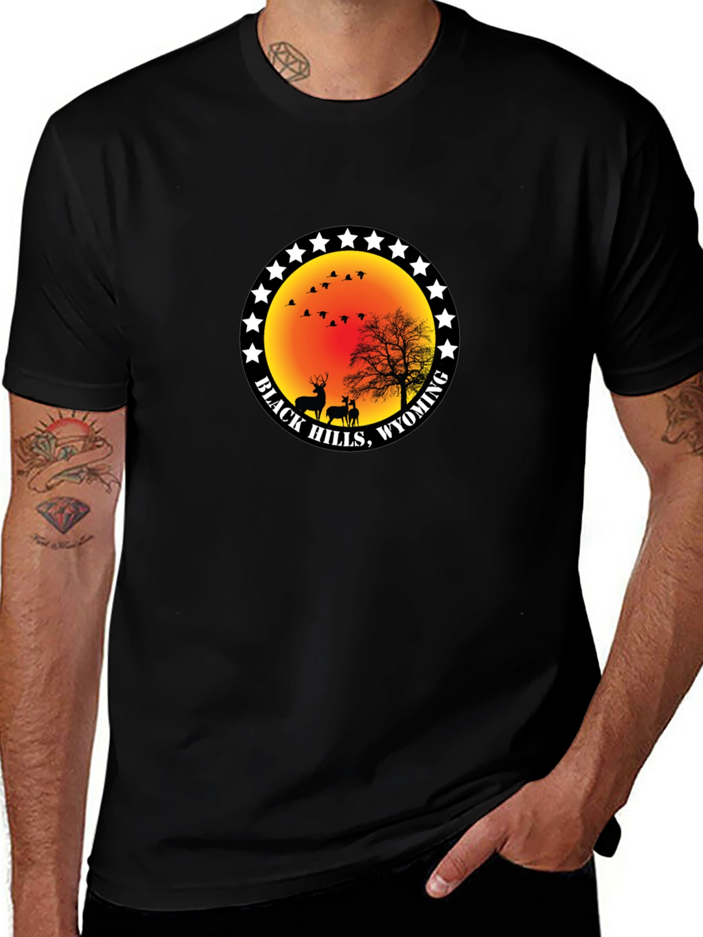 Black Hills Wyoming Deer Graphic T-Shirt