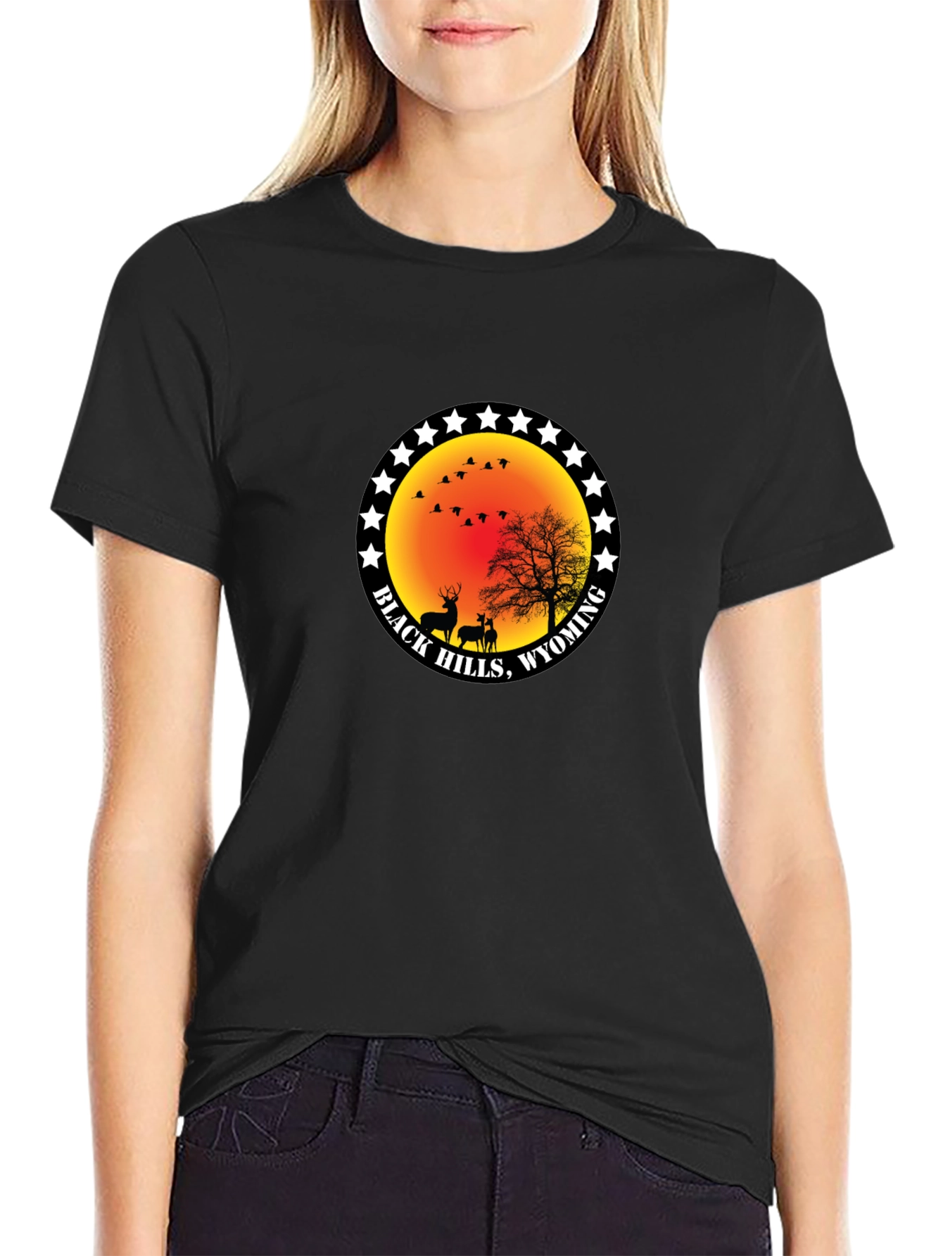 Black Hills Wyoming Deer Graphic T-Shirt