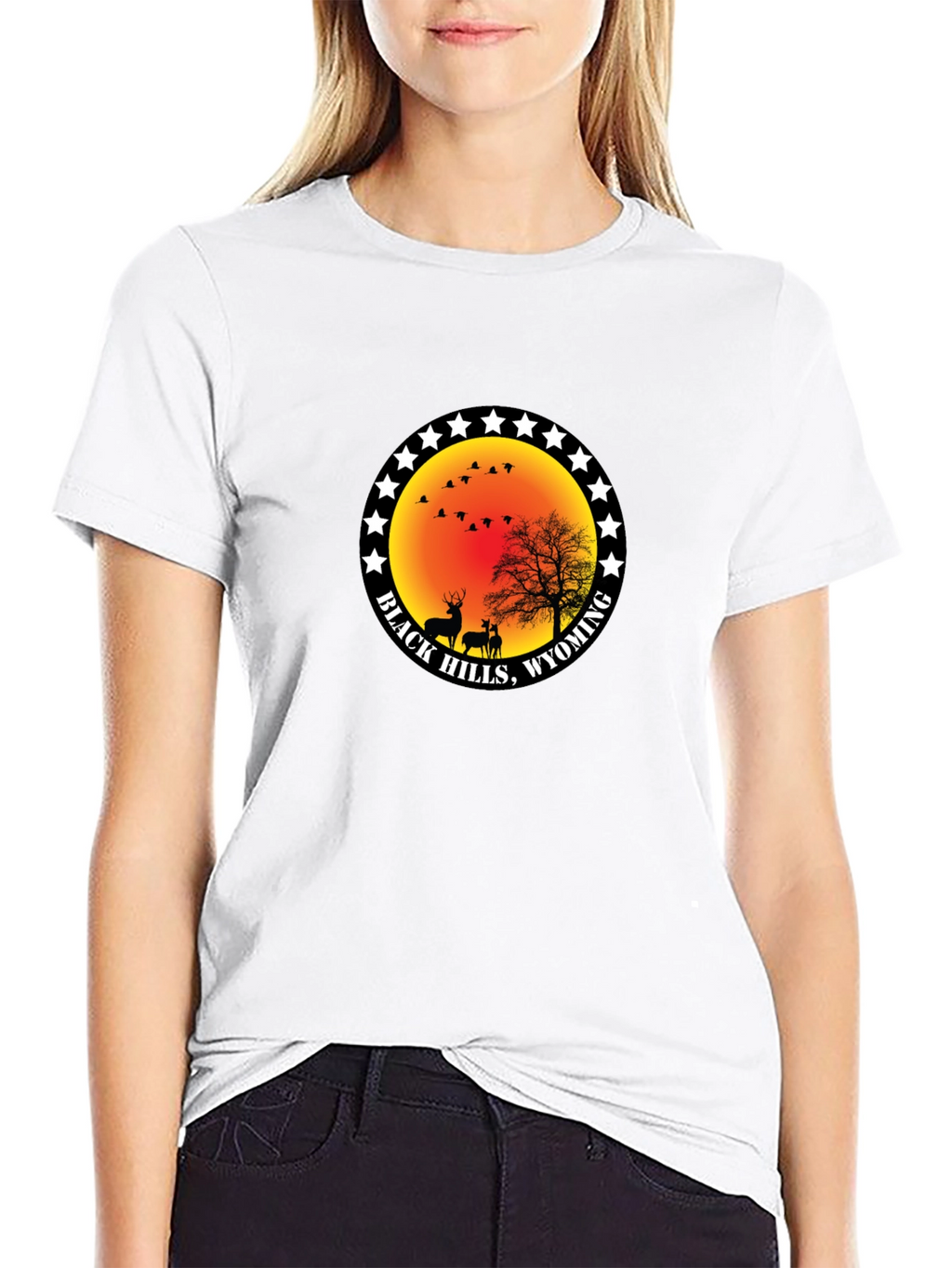 Black Hills Wyoming Deer Graphic T-Shirt