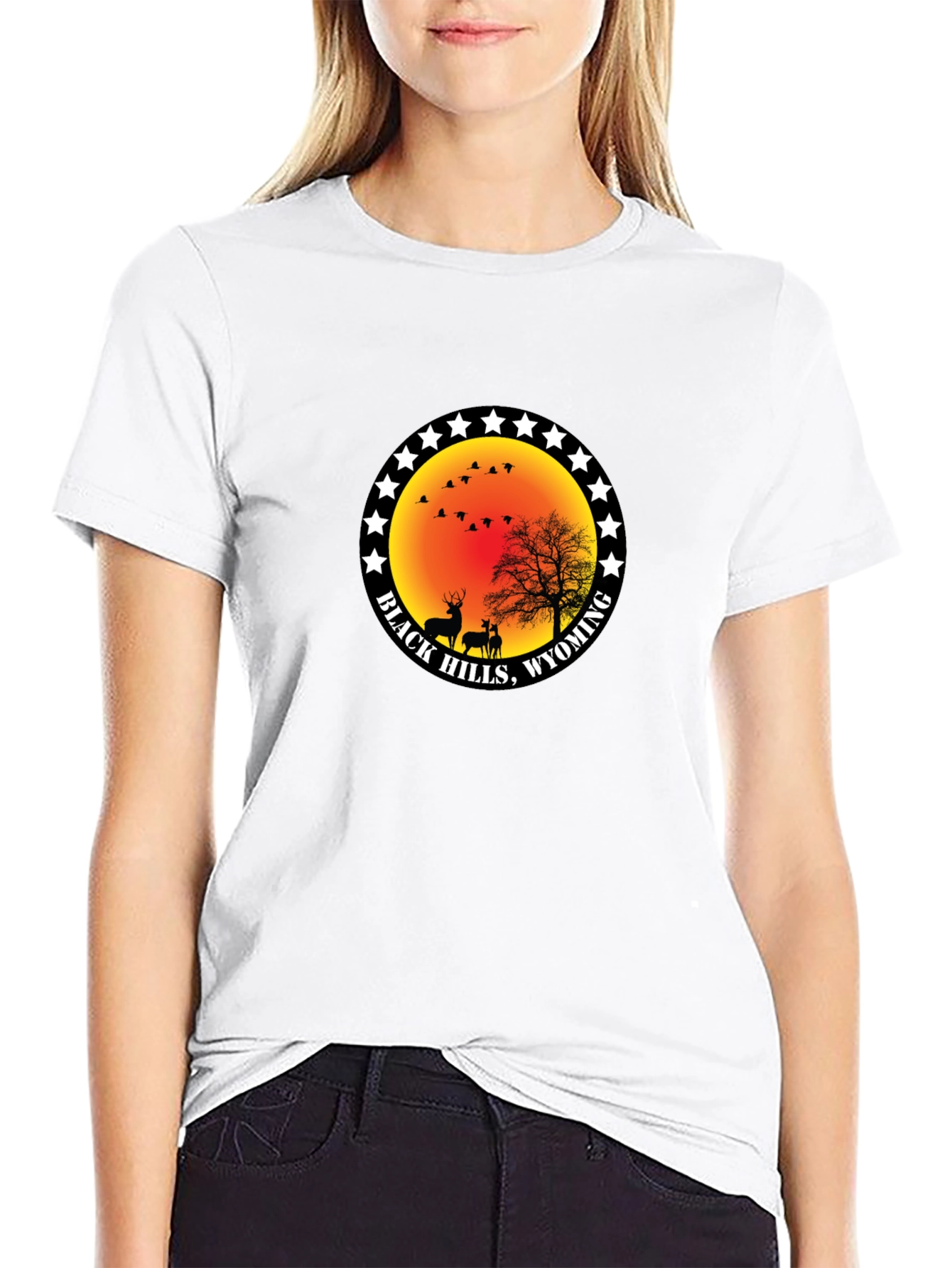 Black Hills Wyoming Deer Graphic T-Shirt