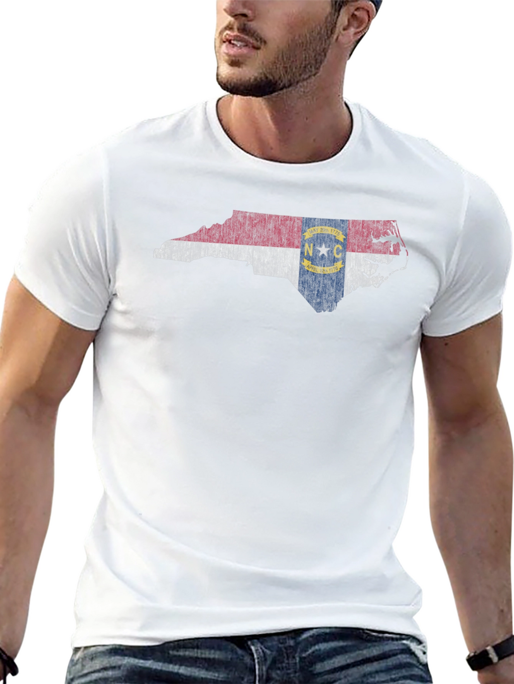 North Carolina State Flag Map Graphic T-Shirt