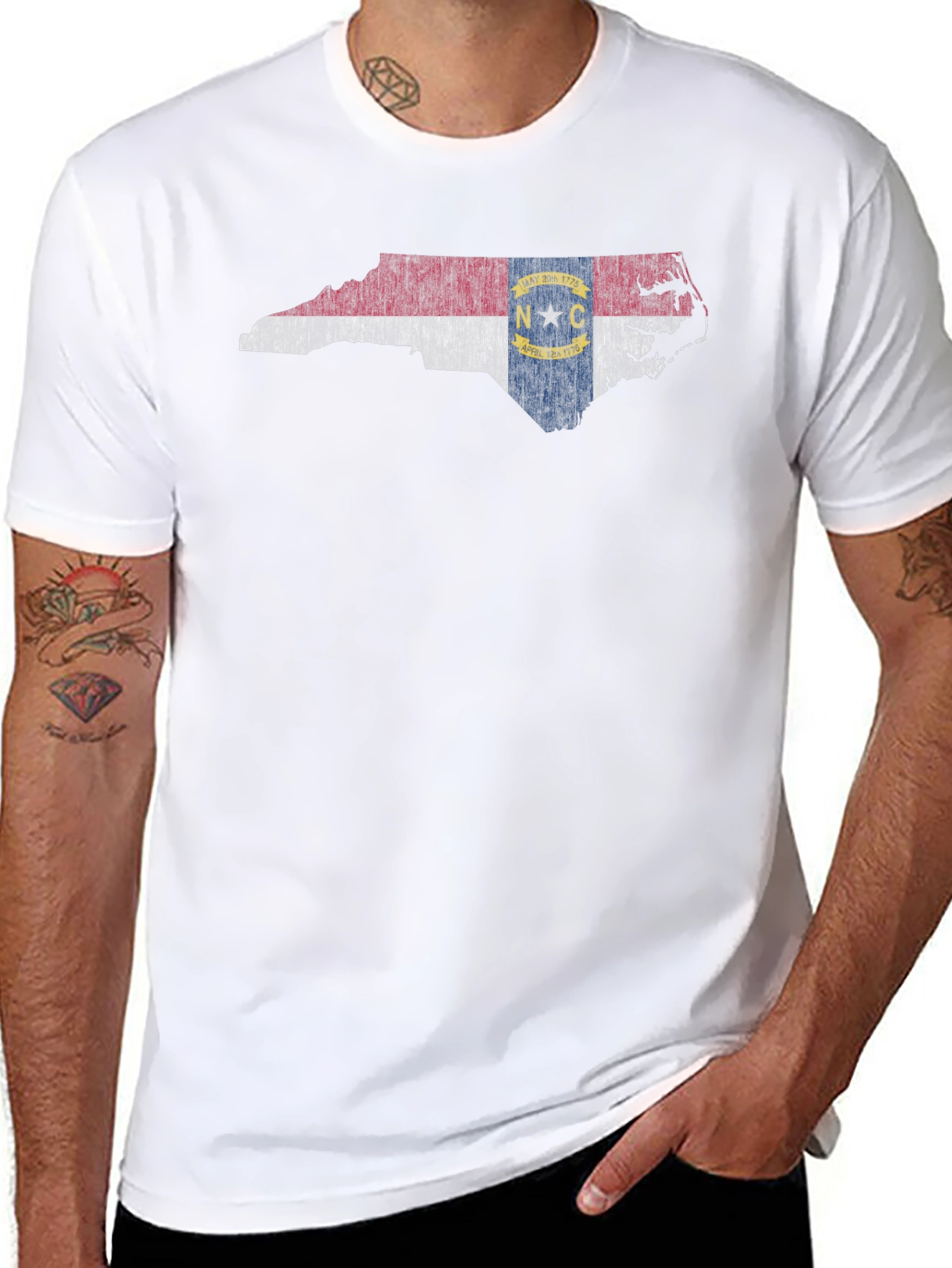 North Carolina State Flag Map Graphic T-Shirt