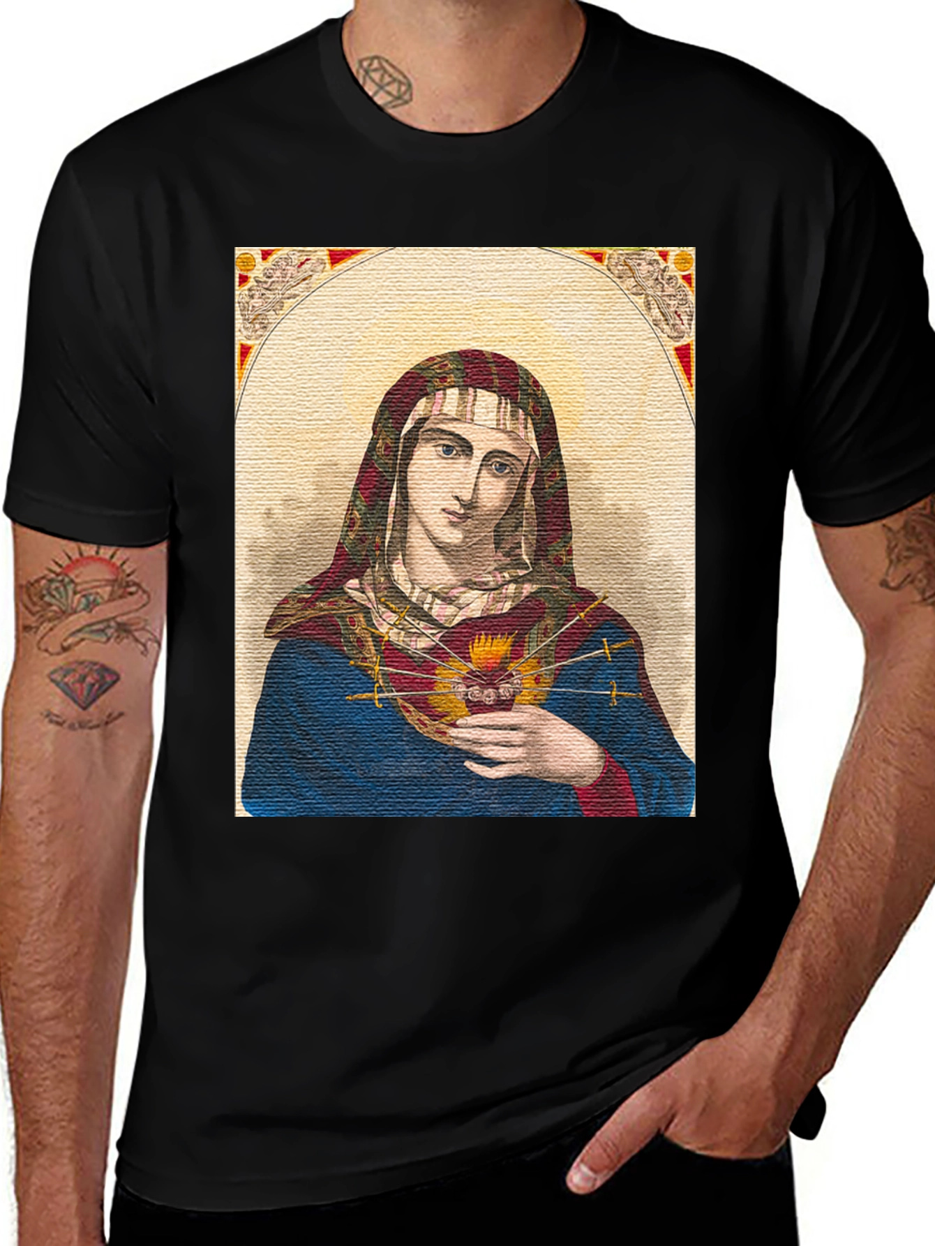 Virgin Mary Graphic T-Shirt - Religious Art Tee