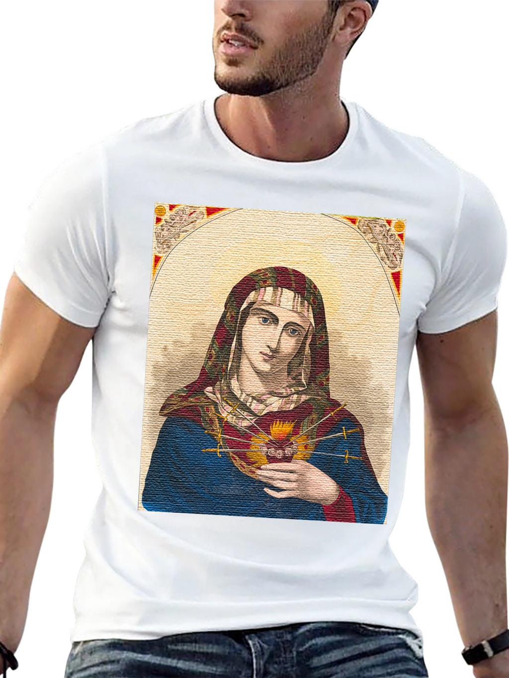 Virgin Mary Graphic T-Shirt - Religious Art Tee
