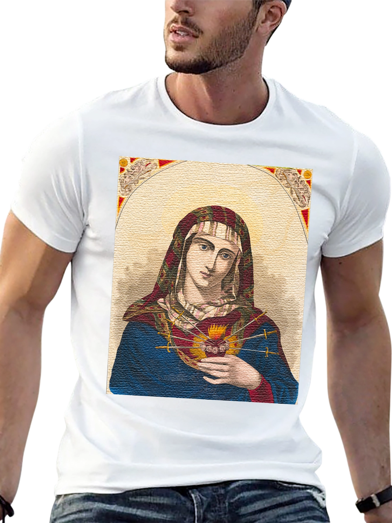 Virgin Mary Graphic T-Shirt - Religious Art Tee