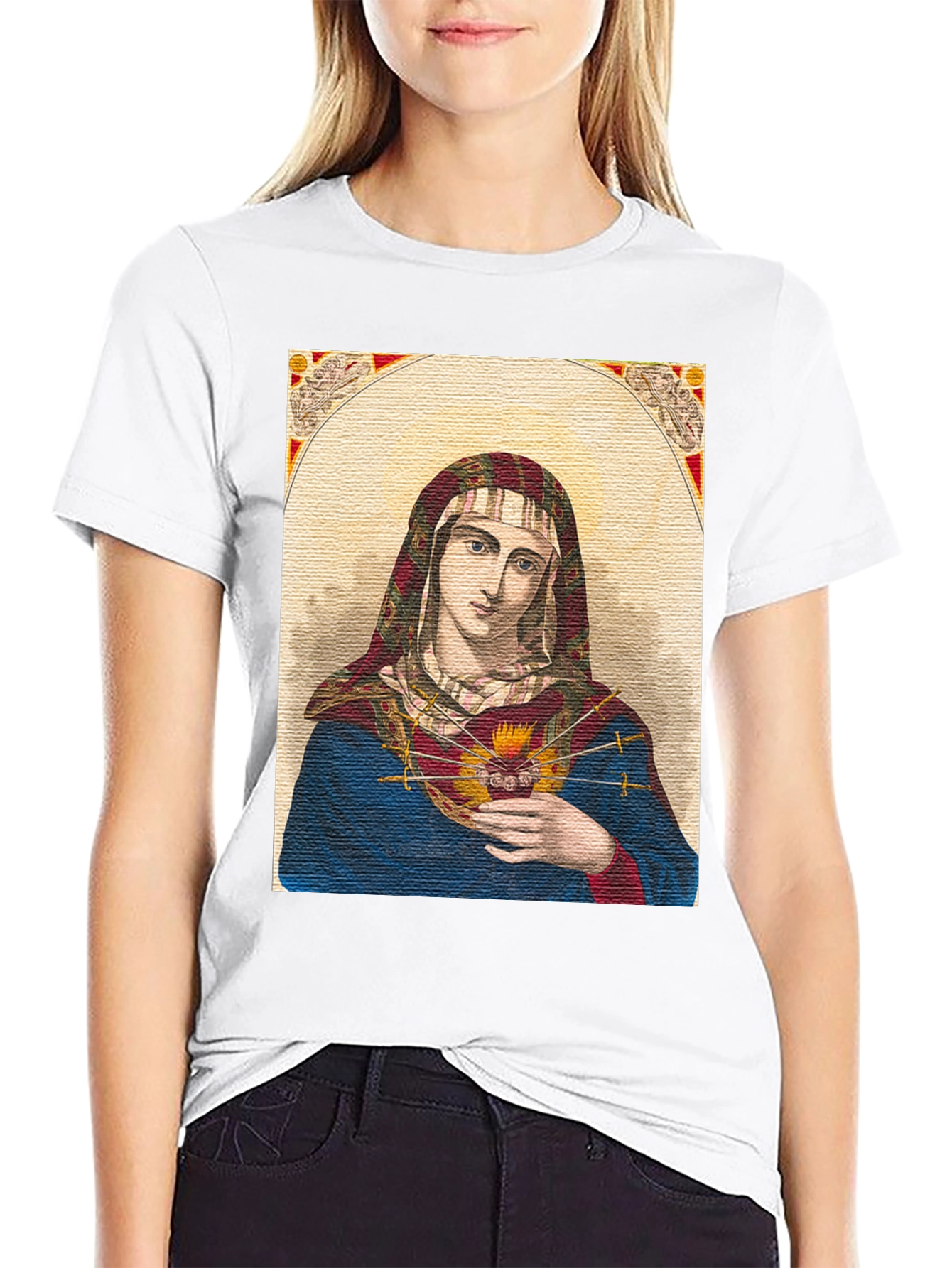 Virgin Mary Graphic T-Shirt - Religious Art Tee