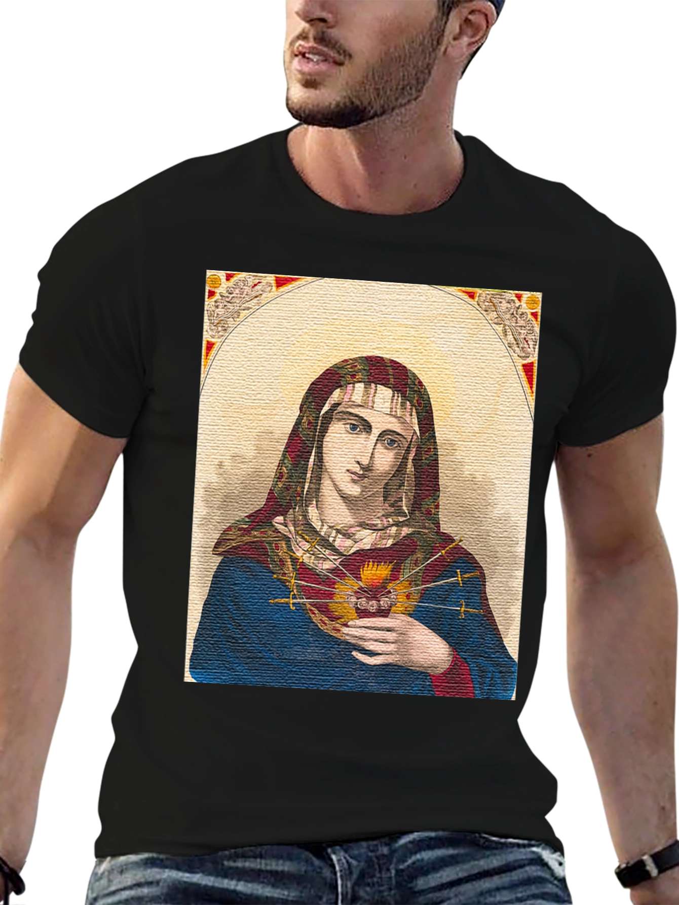 Virgin Mary Graphic T-Shirt - Religious Art Tee