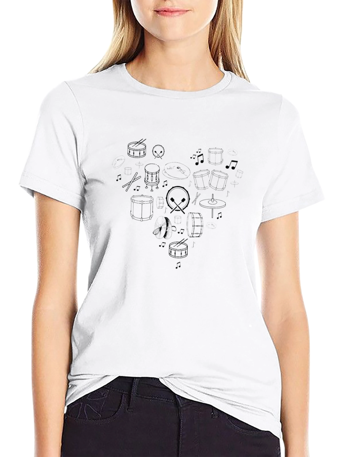 Drum Set Heart Graphic T-Shirt - Musician Tee