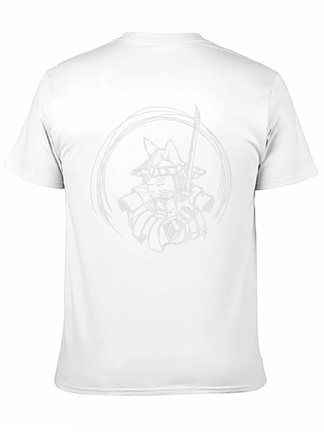 Samurai Cat T-Shirt - Black Cotton Graphic Tee