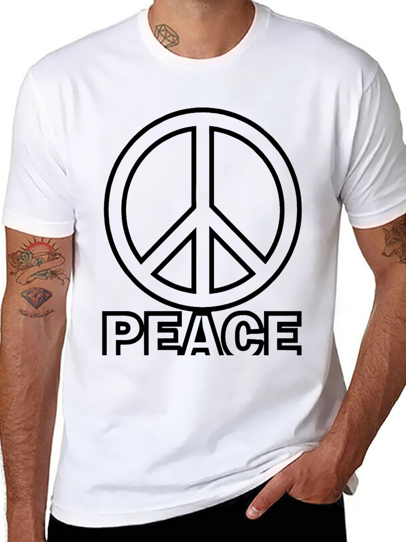 Peace Sign Graphic Black T-Shirt
