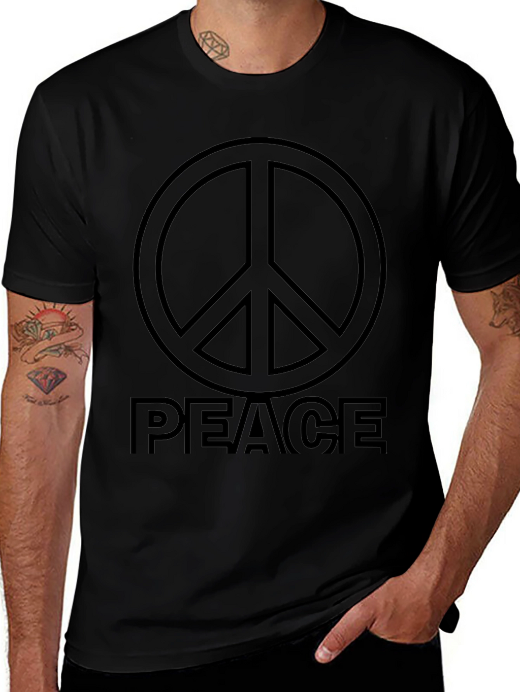 Peace Sign Graphic Black T-Shirt
