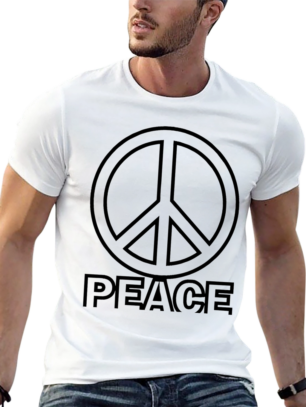 Peace Sign Graphic Black T-Shirt