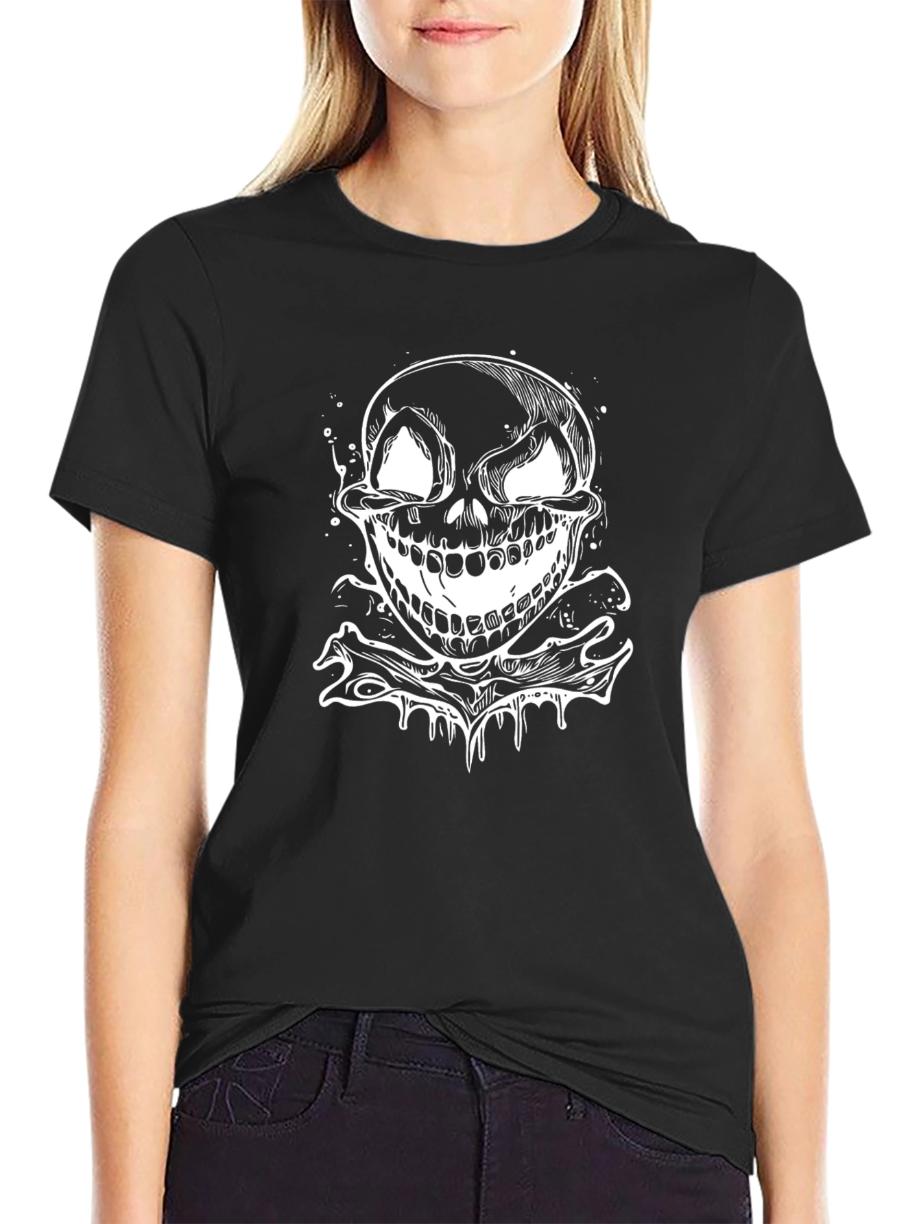 Skull and Crossbones Graphic T-Shirt - Bold Black Tee