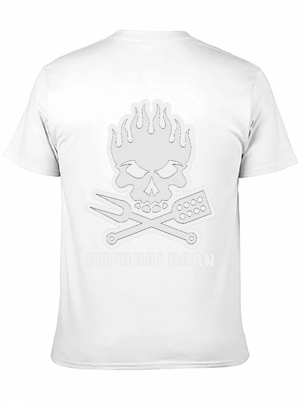 Natural Born Griller T-Shirt Skull Flames BBQ