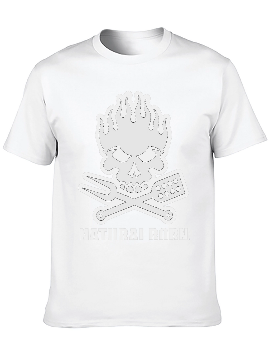 Natural Born Griller T-Shirt Skull Flames BBQ