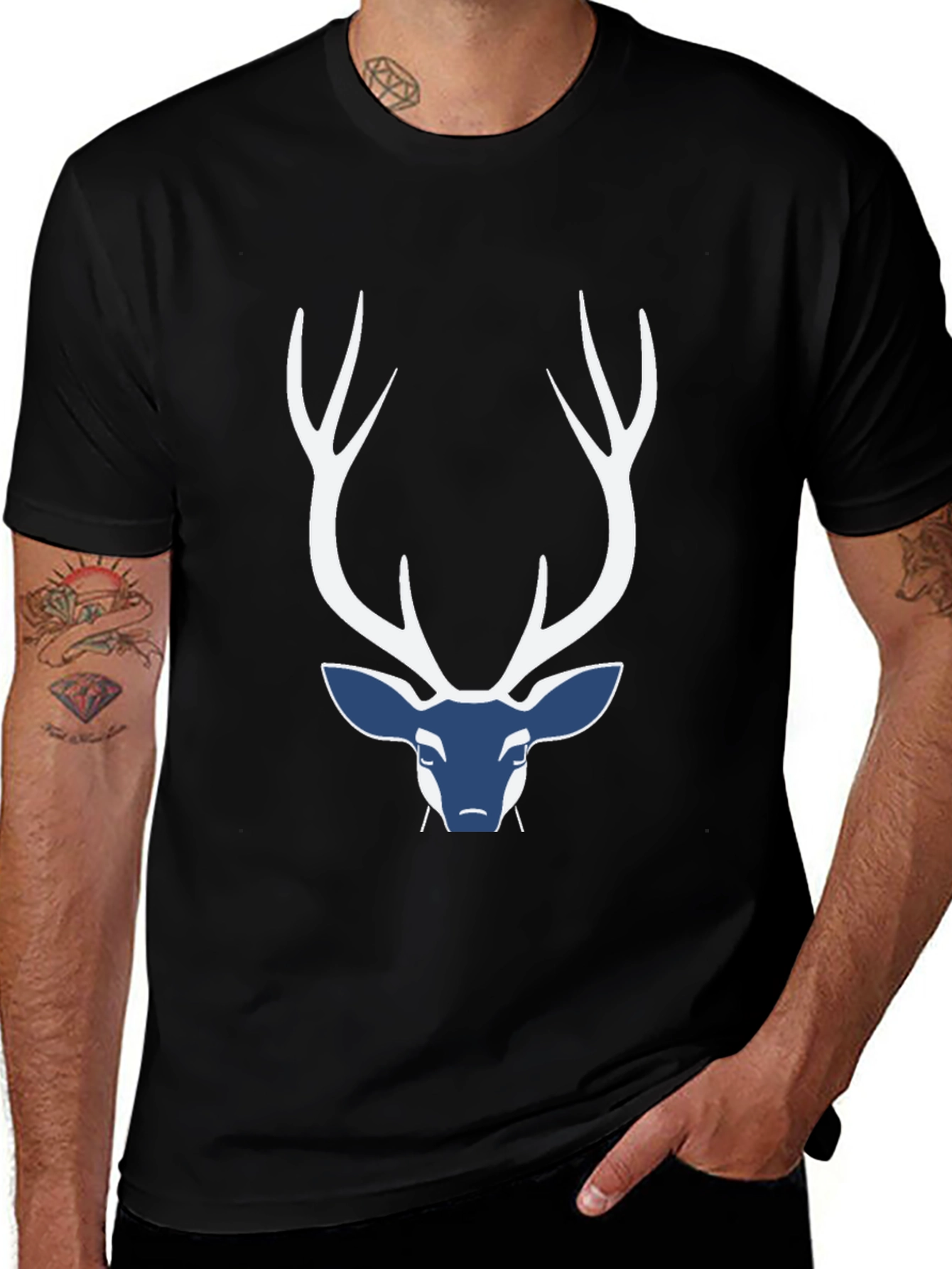 Deer Graphic Mens Black T-Shirt