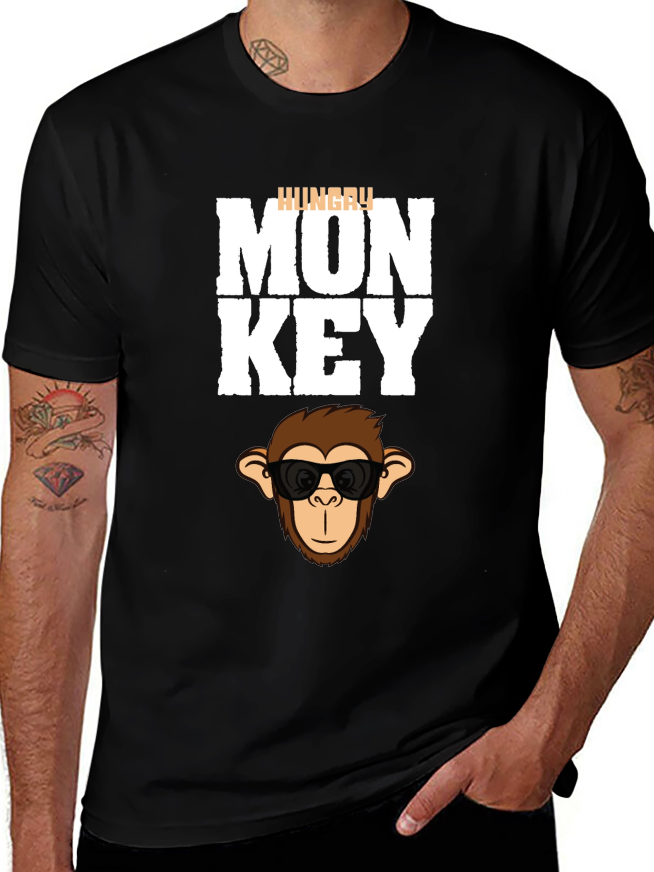 Hungry Monkey Graphic T-Shirt - Cool Cartoon Ape Tee