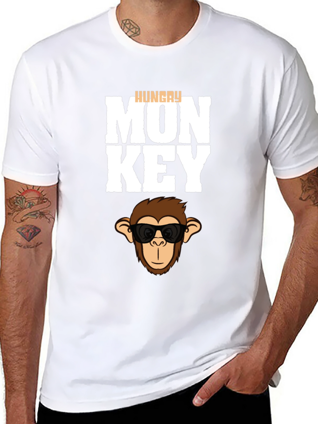 Hungry Monkey Graphic T-Shirt - Cool Cartoon Ape Tee