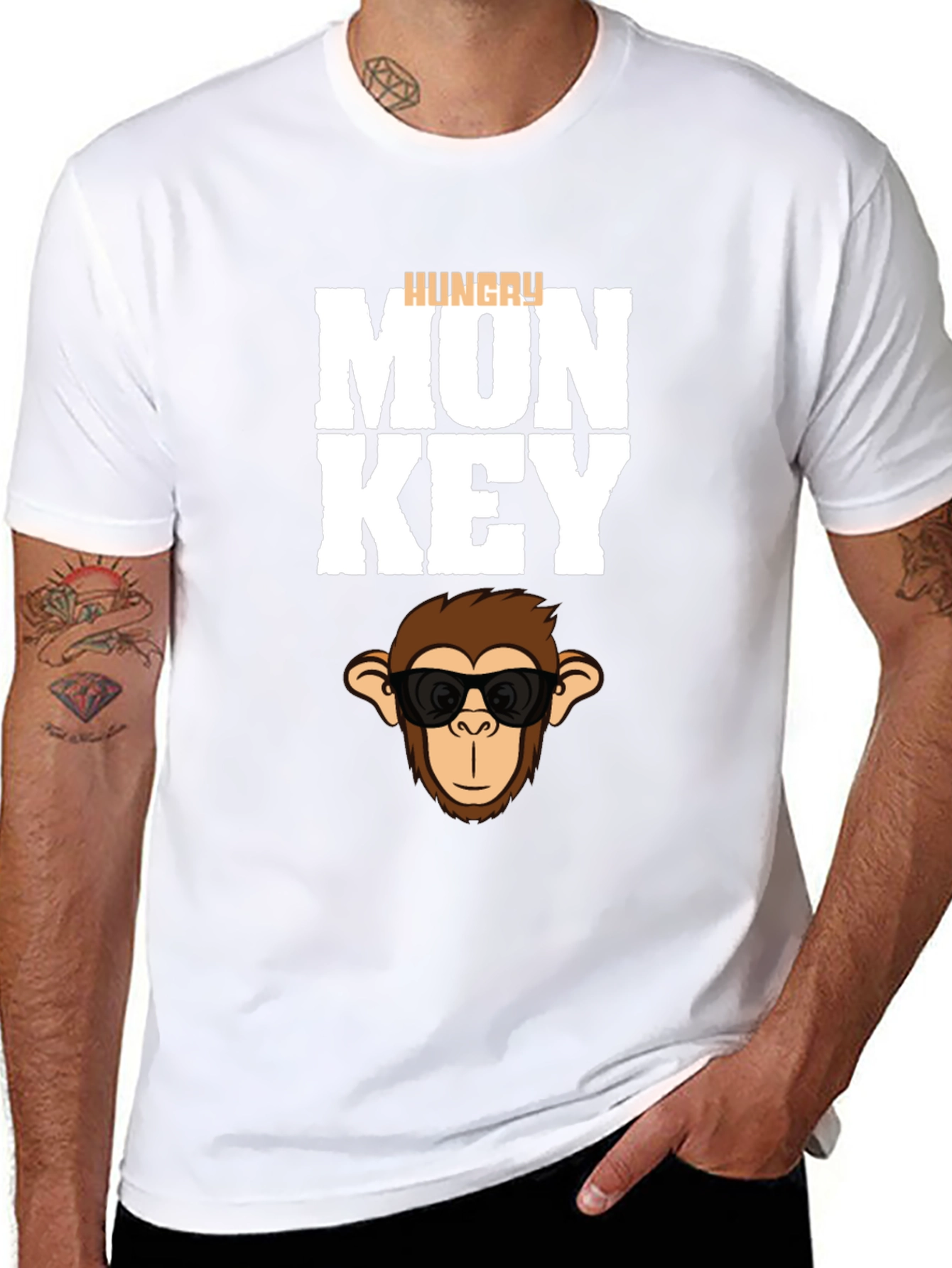 Hungry Monkey Graphic T-Shirt - Cool Cartoon Ape Tee