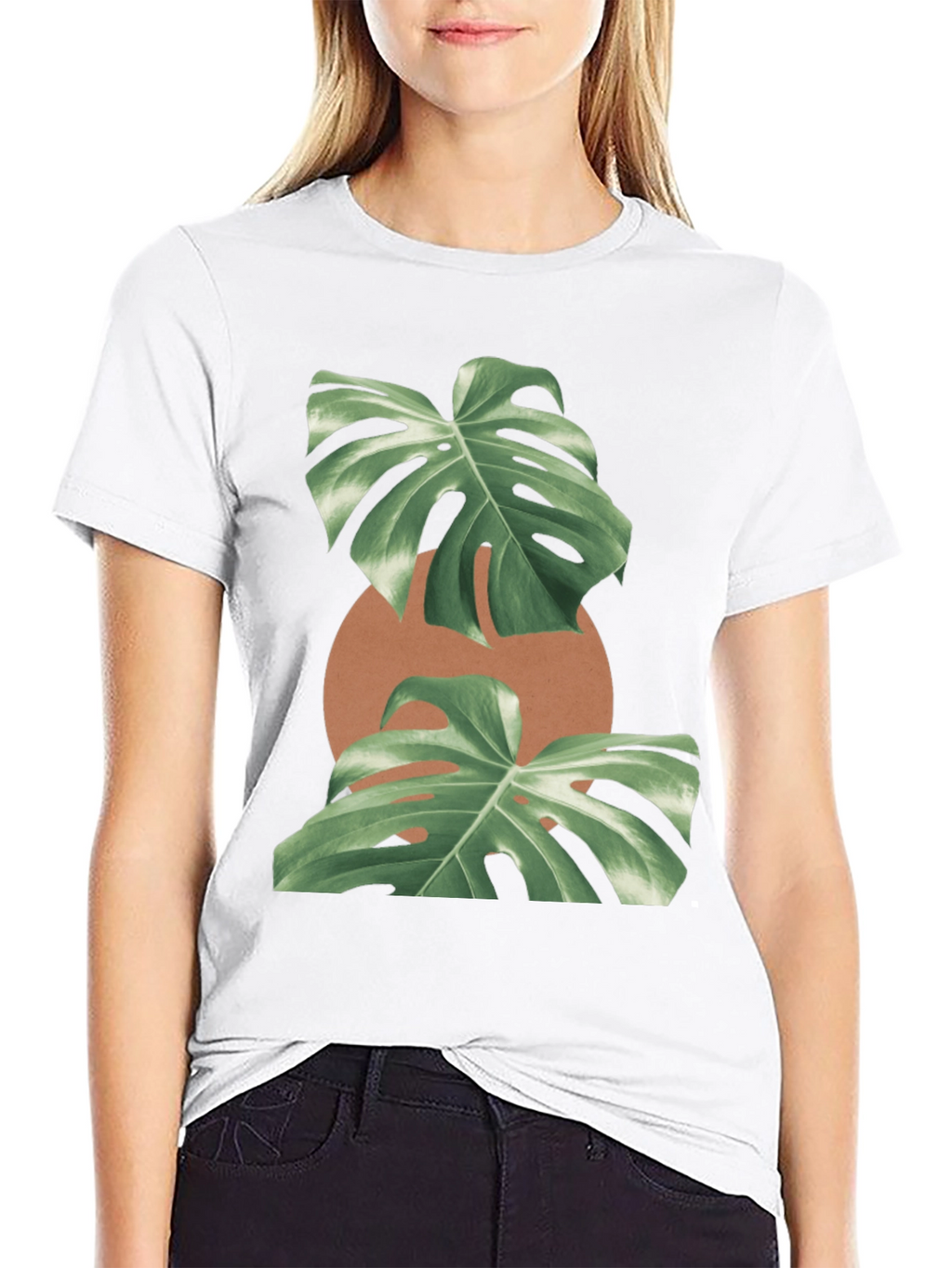 Monstera Leaf Graphic Black T-Shirt