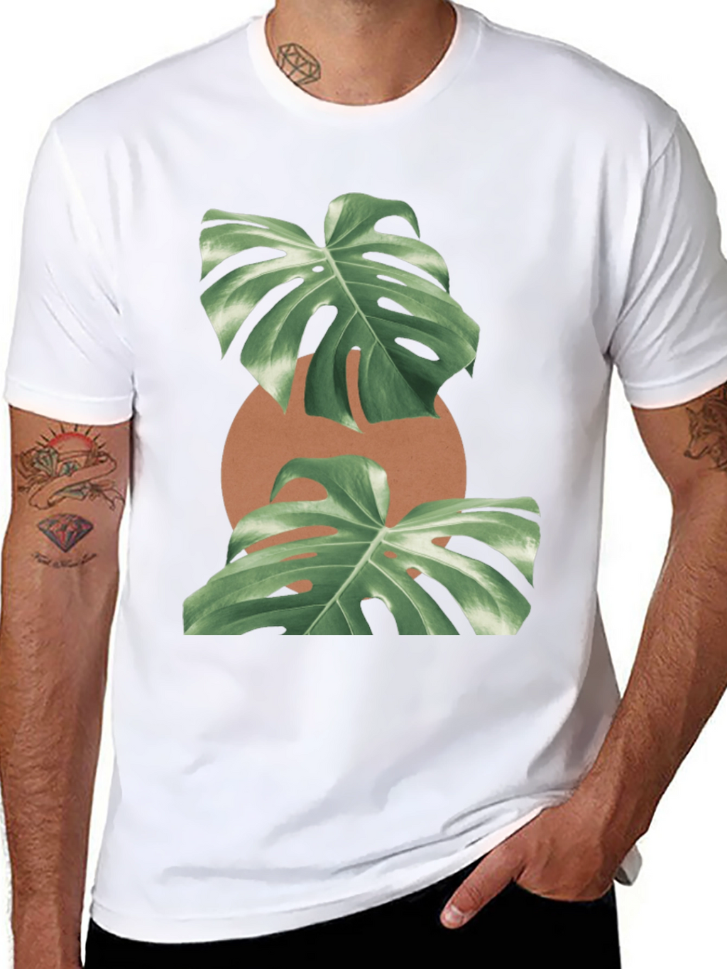 Monstera Leaf Graphic Black T-Shirt