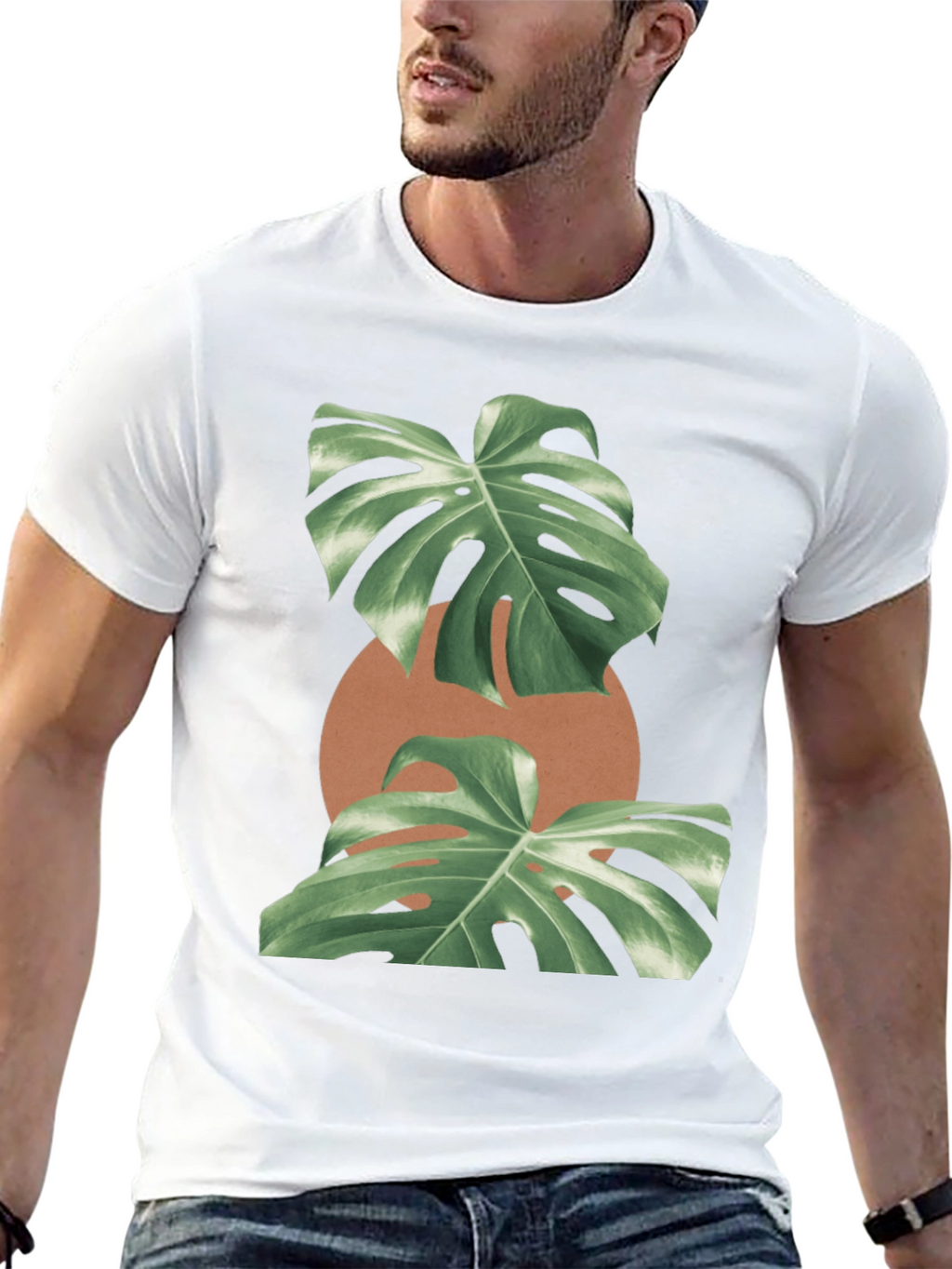 Monstera Leaf Graphic Black T-Shirt