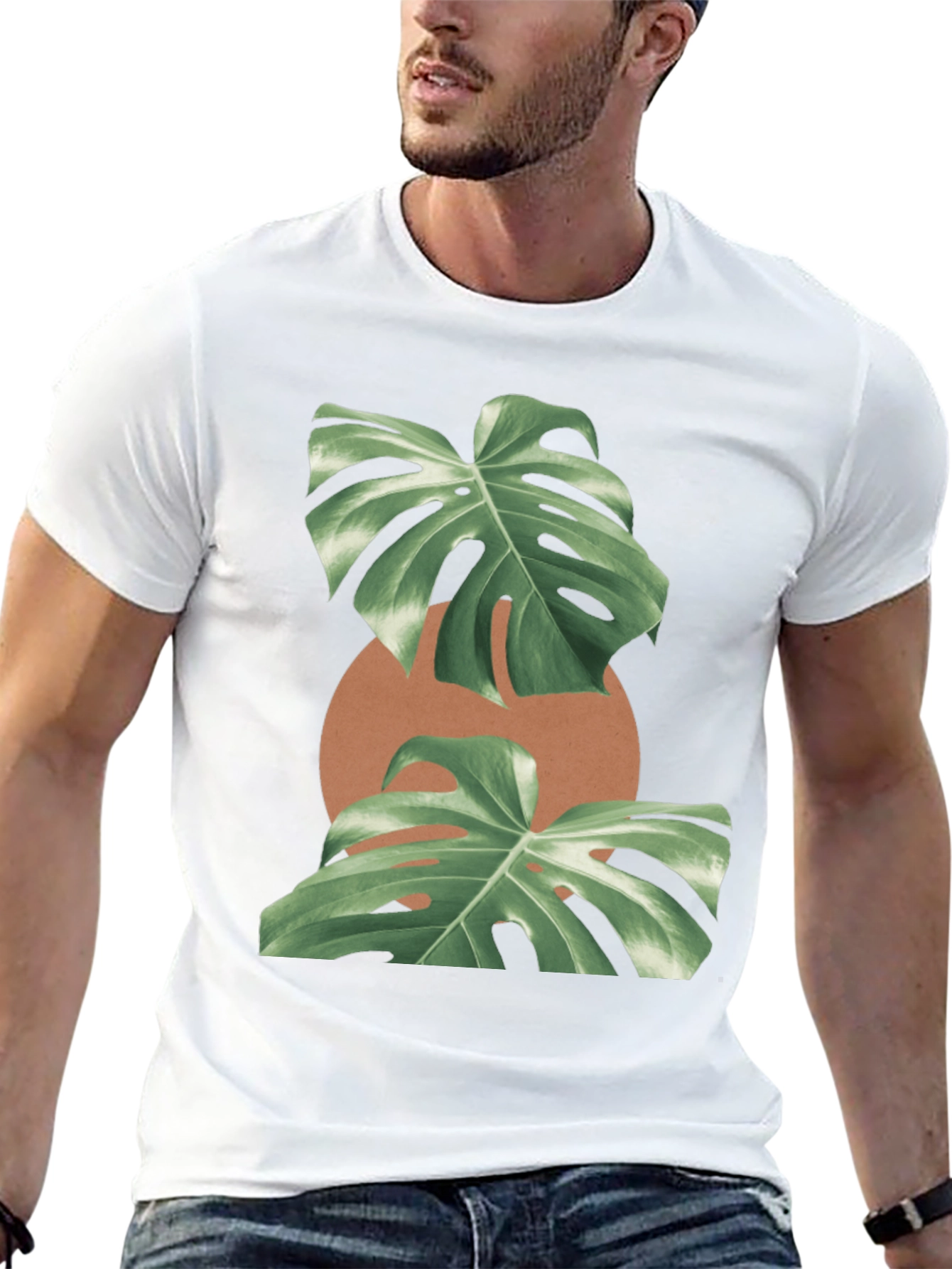 Monstera Leaf Graphic Black T-Shirt