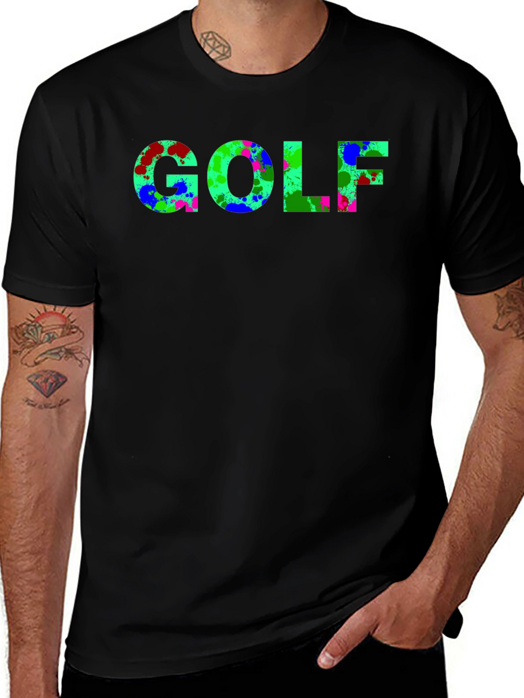 Abstract Golf T-Shirt - Black Casual Tee