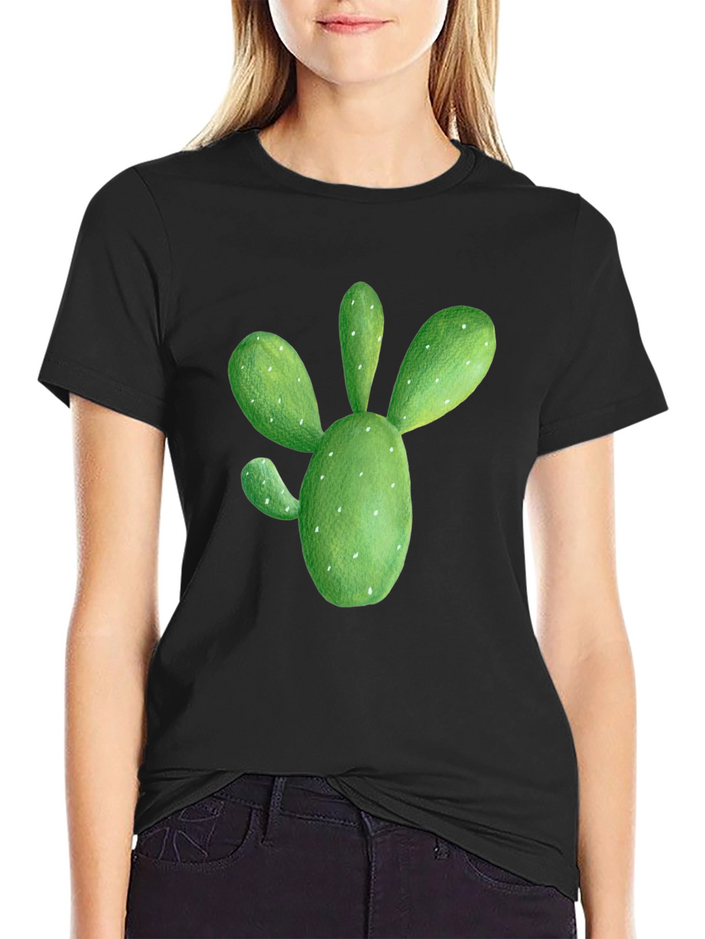 Cactus Graphic Tee - Black Cotton T-Shirt