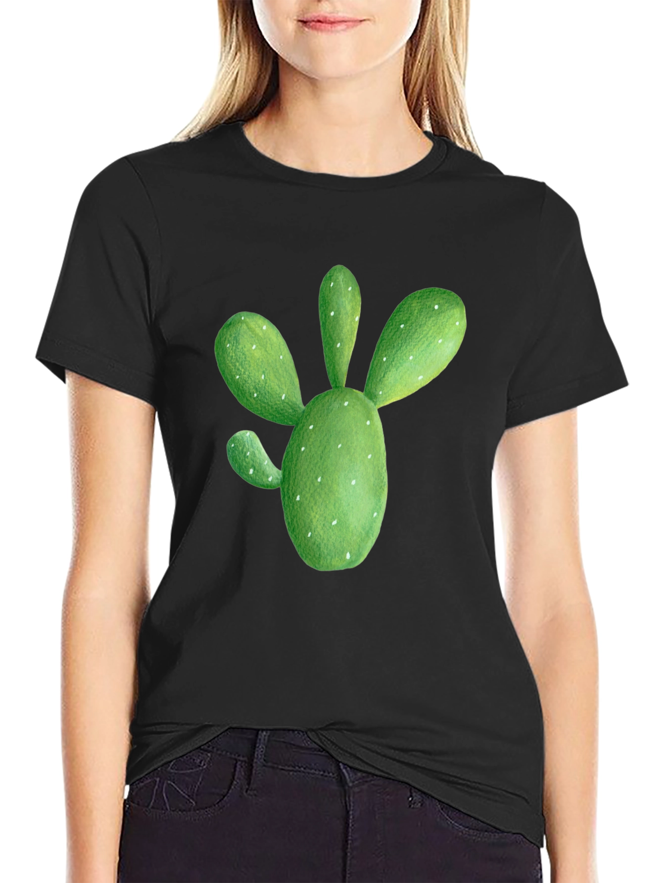 Cactus Graphic Tee - Black Cotton T-Shirt