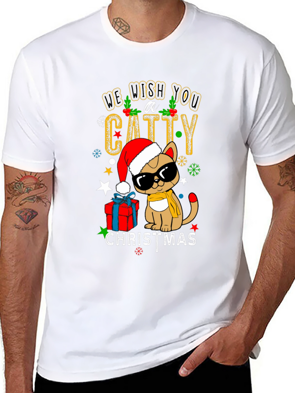 Catty Christmas T-Shirt - Holiday Festive Wear