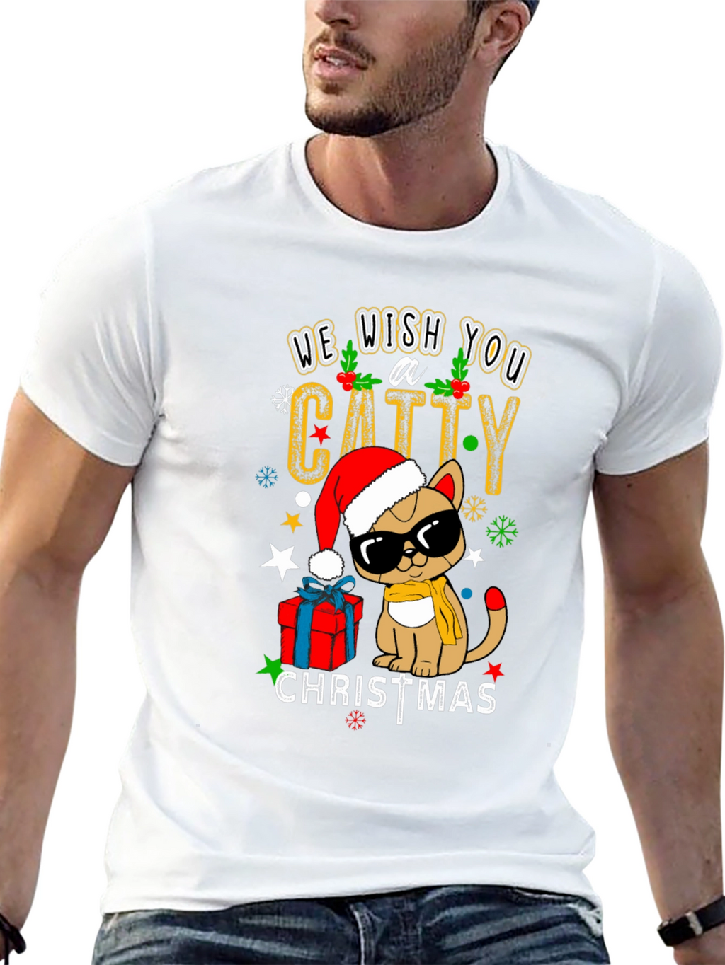 Catty Christmas T-Shirt - Holiday Festive Wear