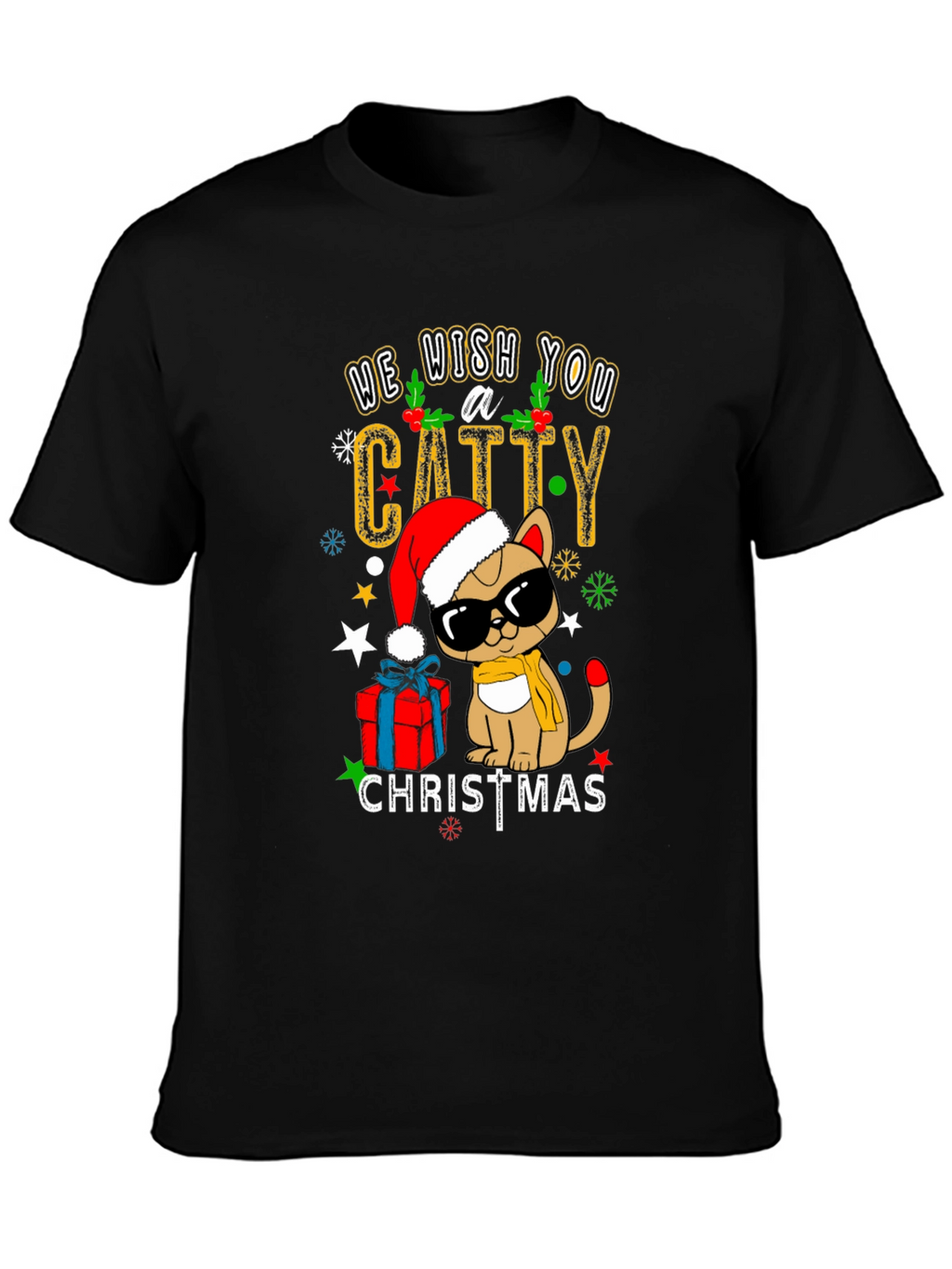 Catty Christmas T-Shirt - Holiday Festive Wear