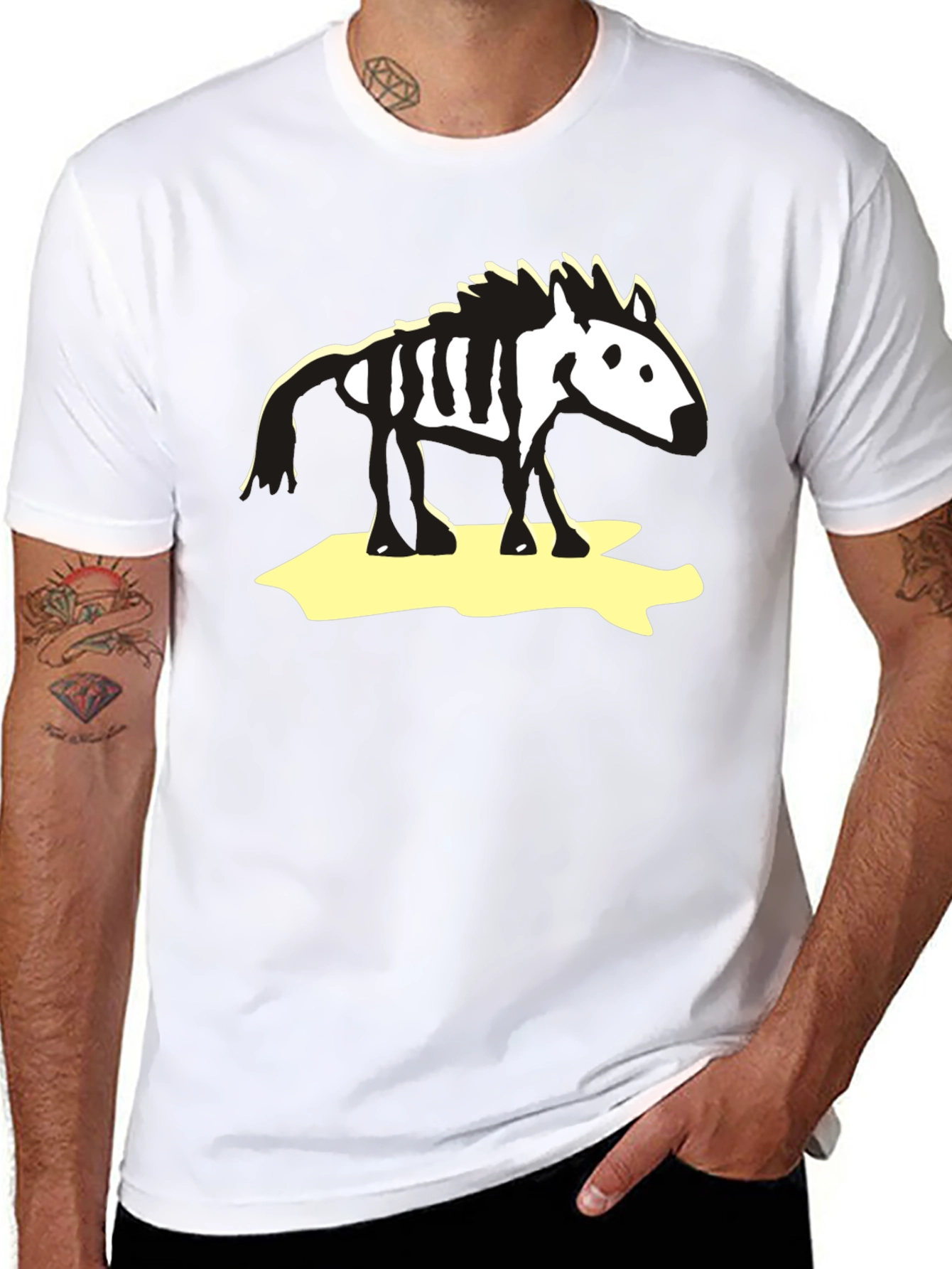 Zebra Skeleton Graphic Tee - Black Cotton T-Shirt