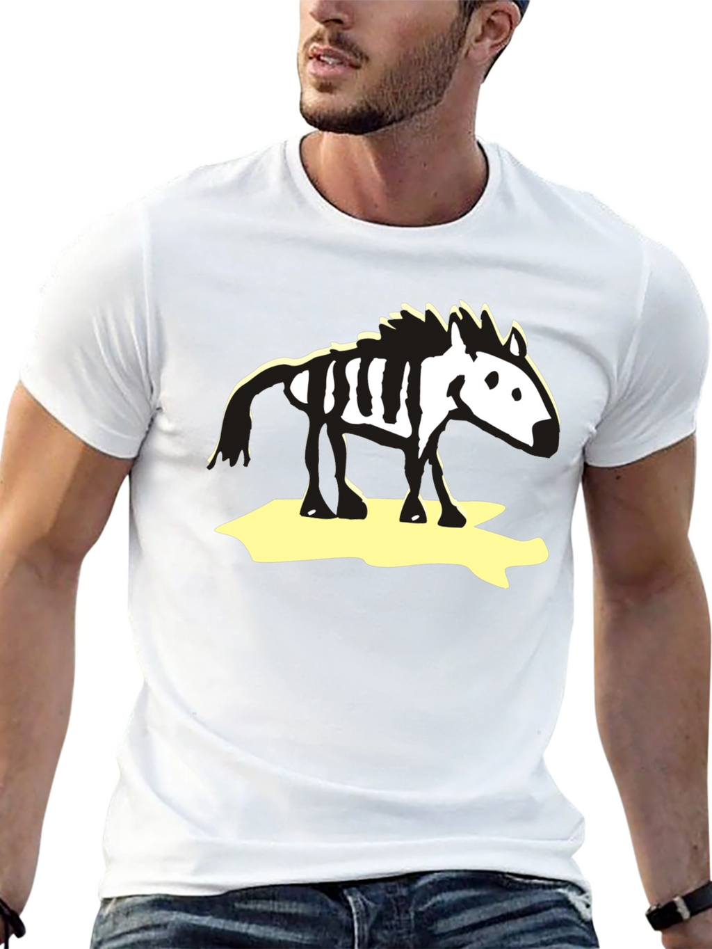 Zebra Skeleton Graphic Tee - Black Cotton T-Shirt