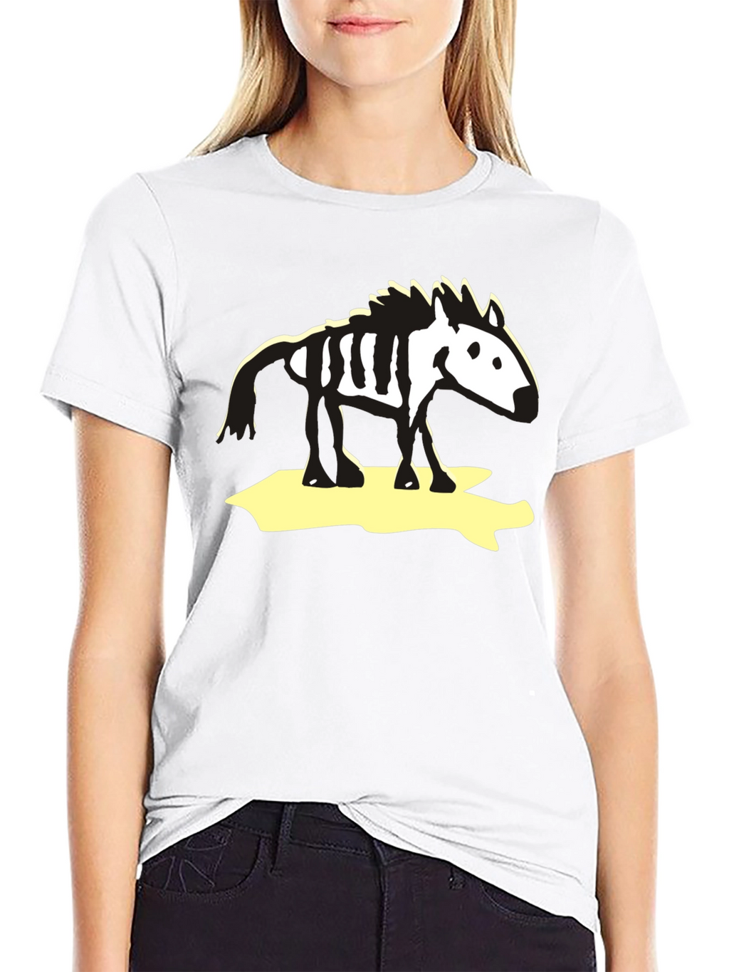 Zebra Skeleton Graphic Tee - Black Cotton T-Shirt
