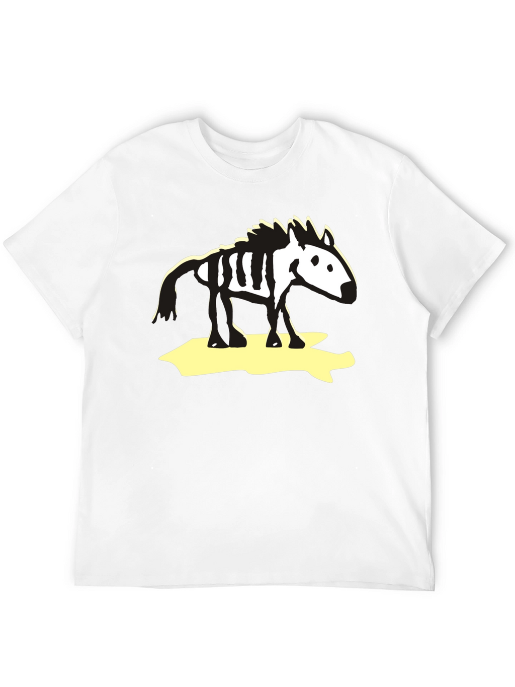 Zebra Skeleton Graphic Tee - Black Cotton T-Shirt