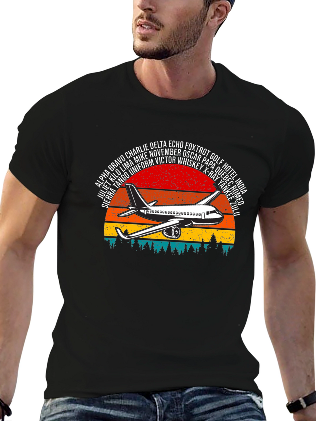Aviation Alphabet Retro Sunset T-Shirt