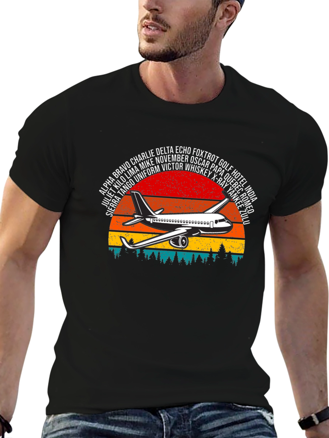Aviation Alphabet Retro Sunset T-Shirt