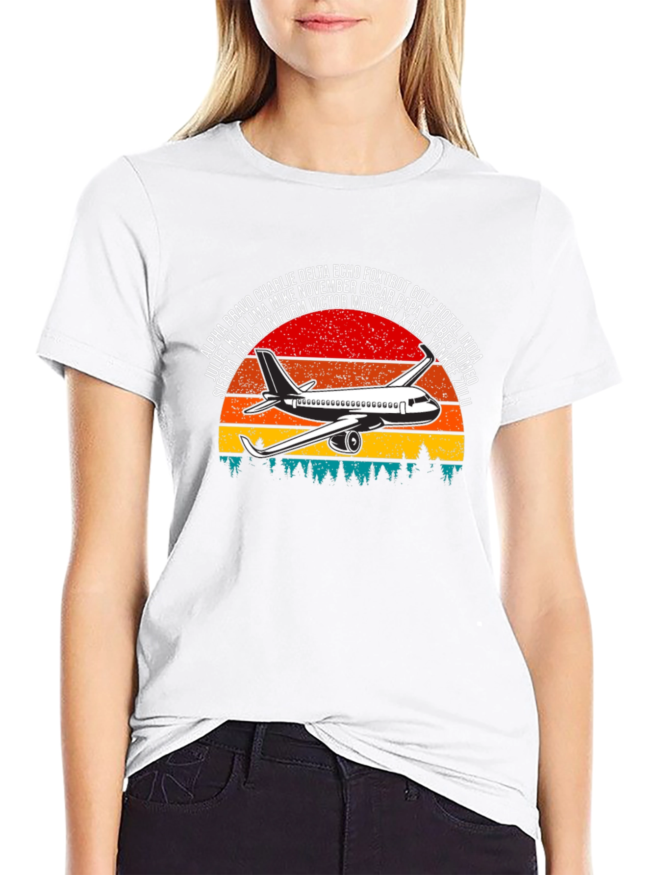 Aviation Alphabet Retro Sunset T-Shirt