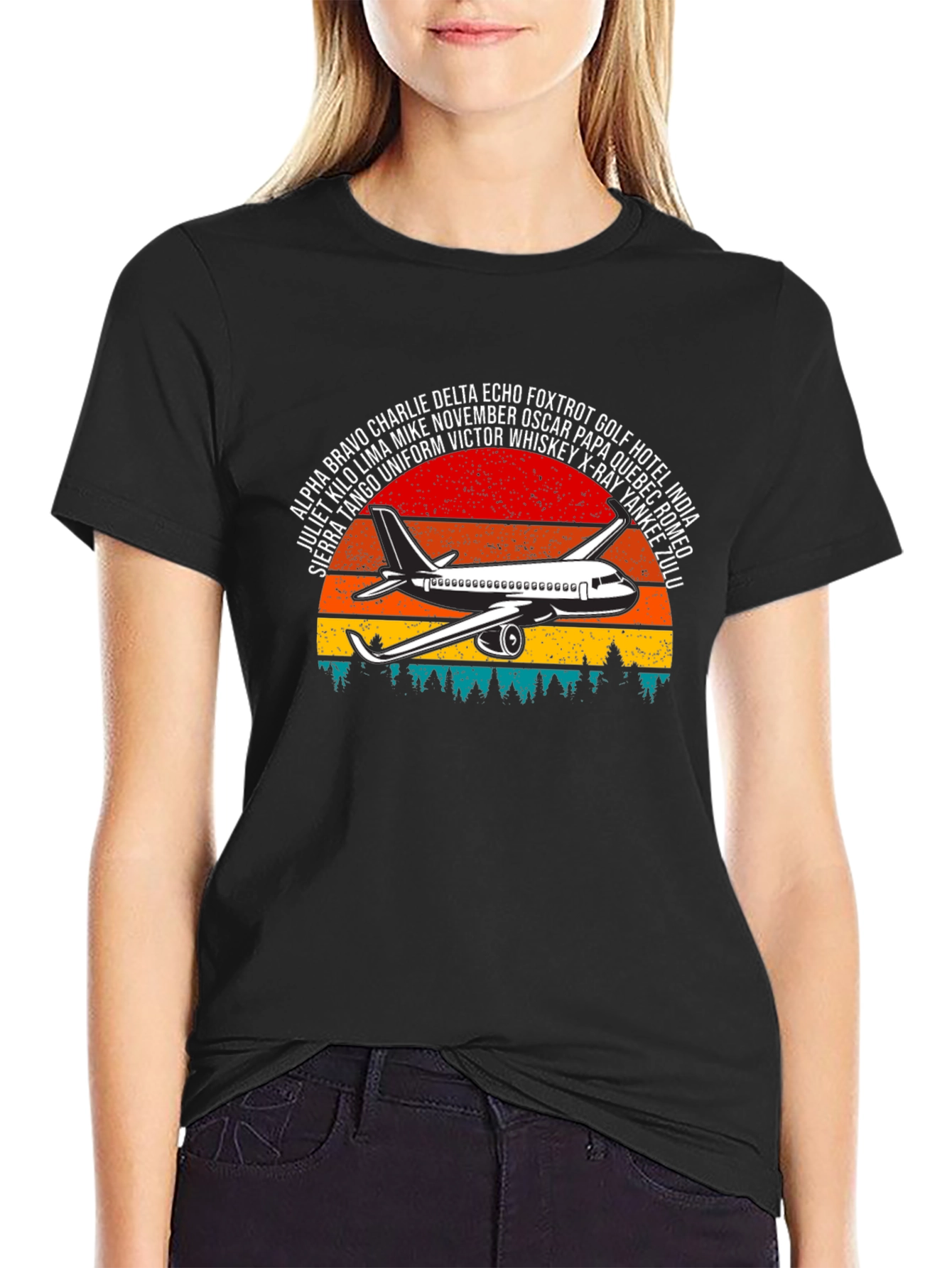 Aviation Alphabet Retro Sunset T-Shirt