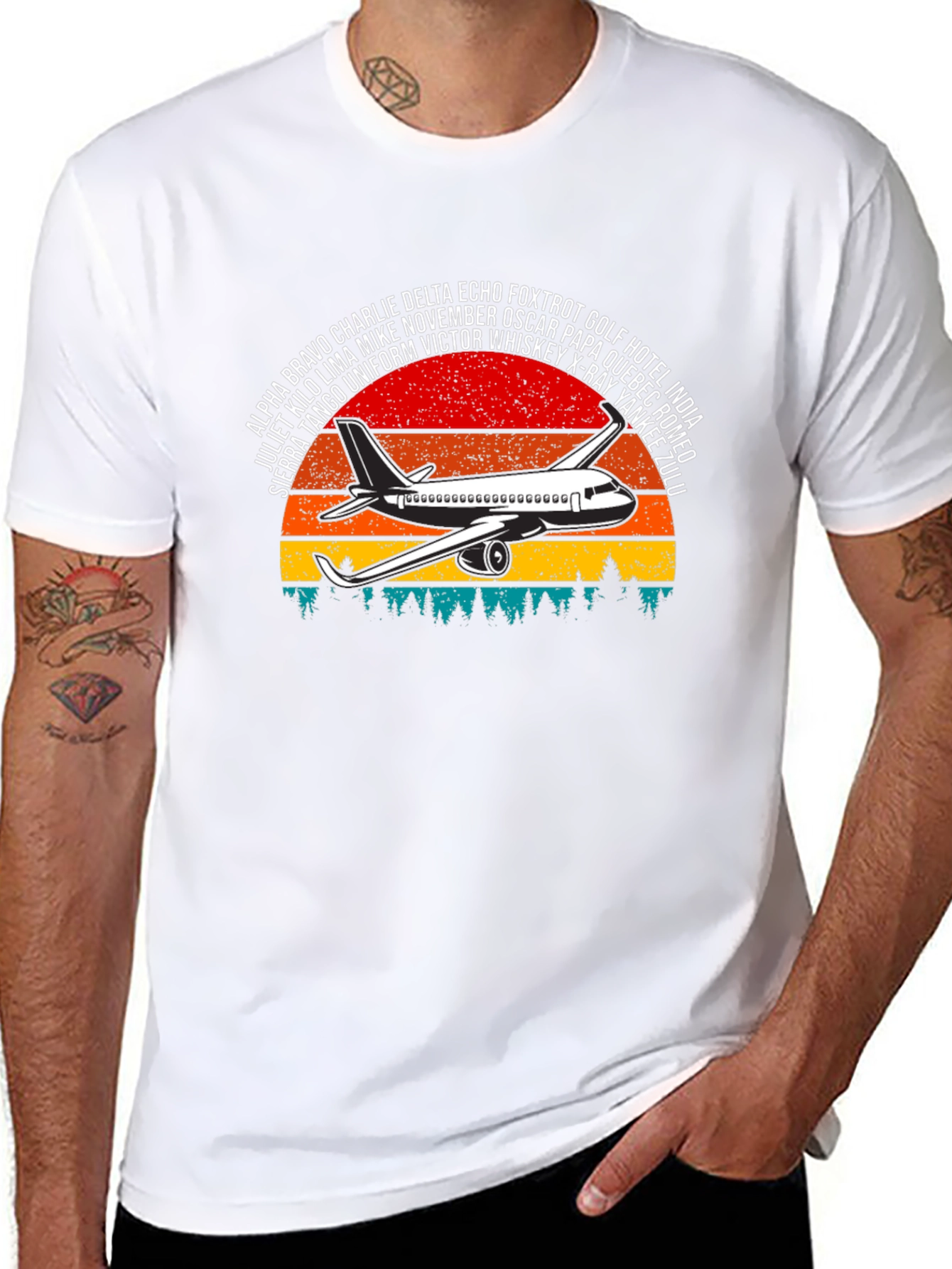Aviation Alphabet Retro Sunset T-Shirt