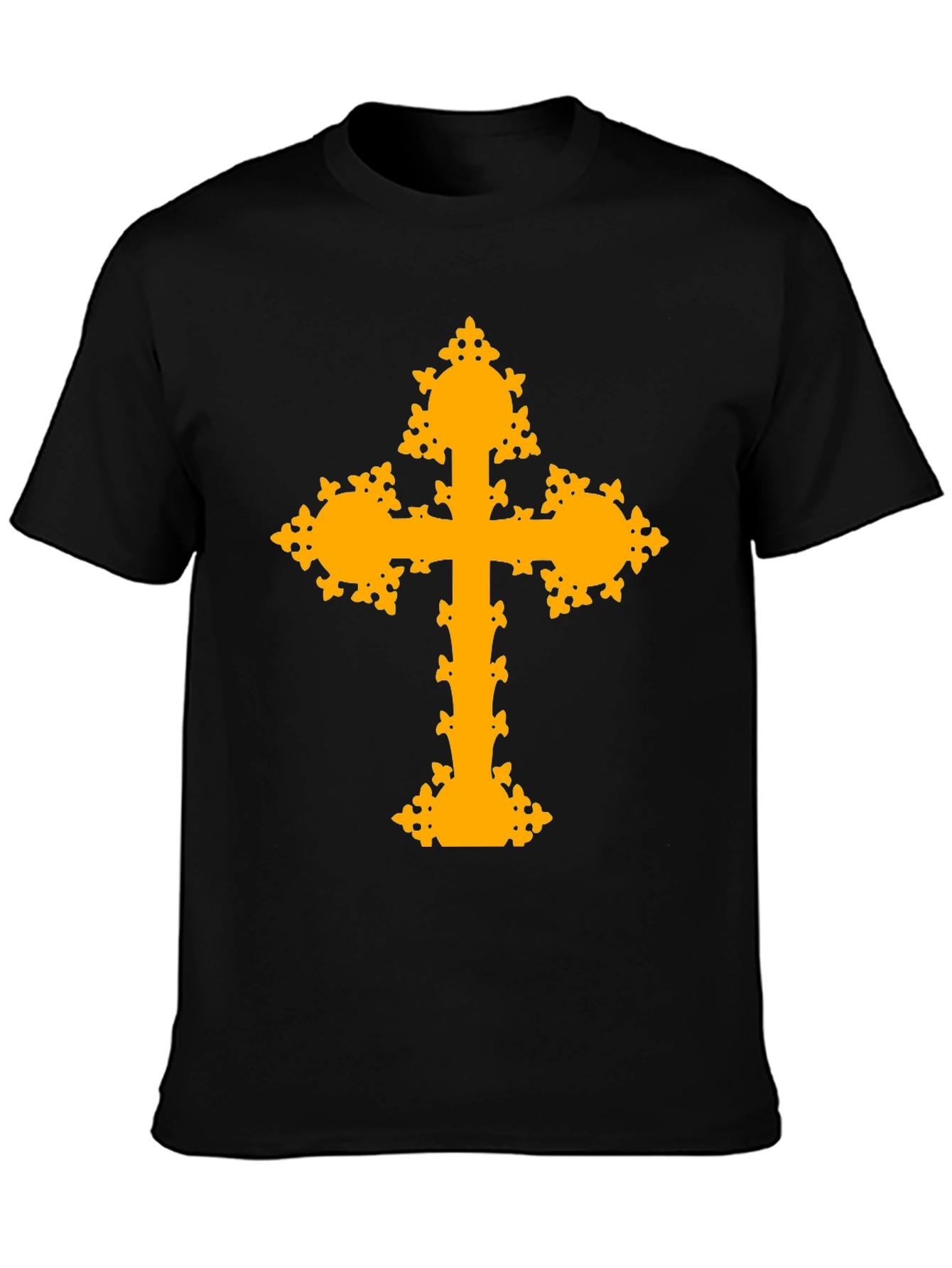 Ornate Cross Graphic T-Shirt - Black