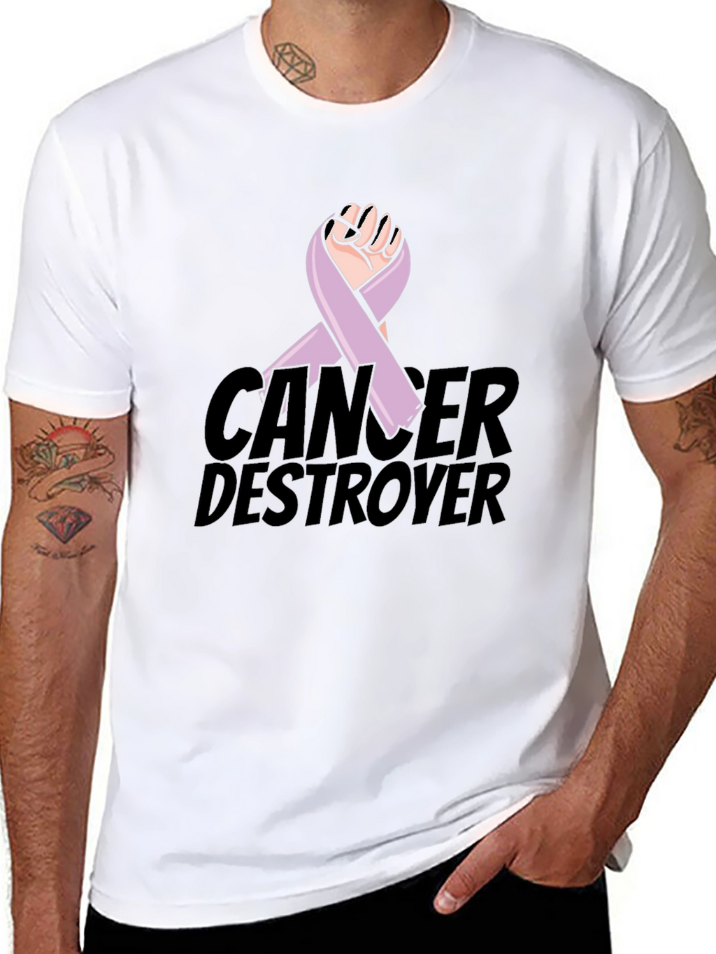 Cancer Destroyer Ribbon Graphic T-Shirt
