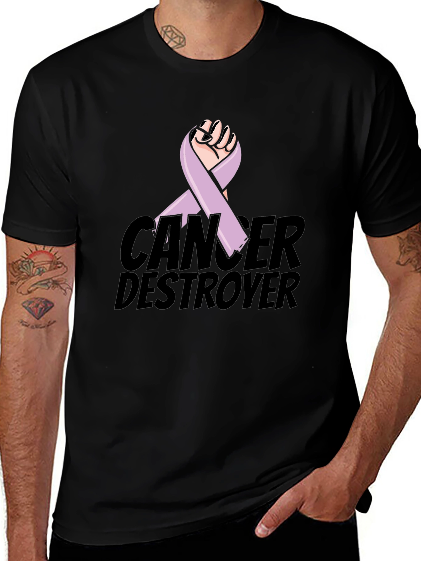 Cancer Destroyer Ribbon Graphic T-Shirt