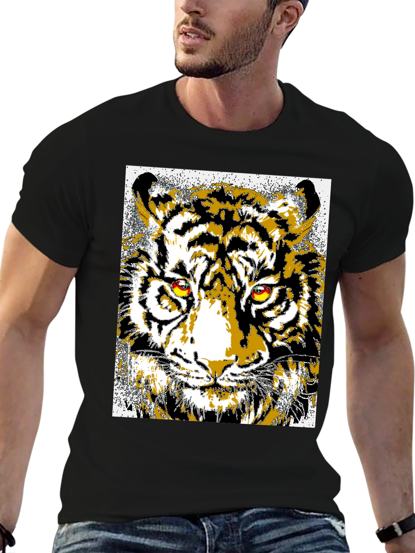 Striking Tiger Graphic Tee - Bold Animal Print T-Shirt