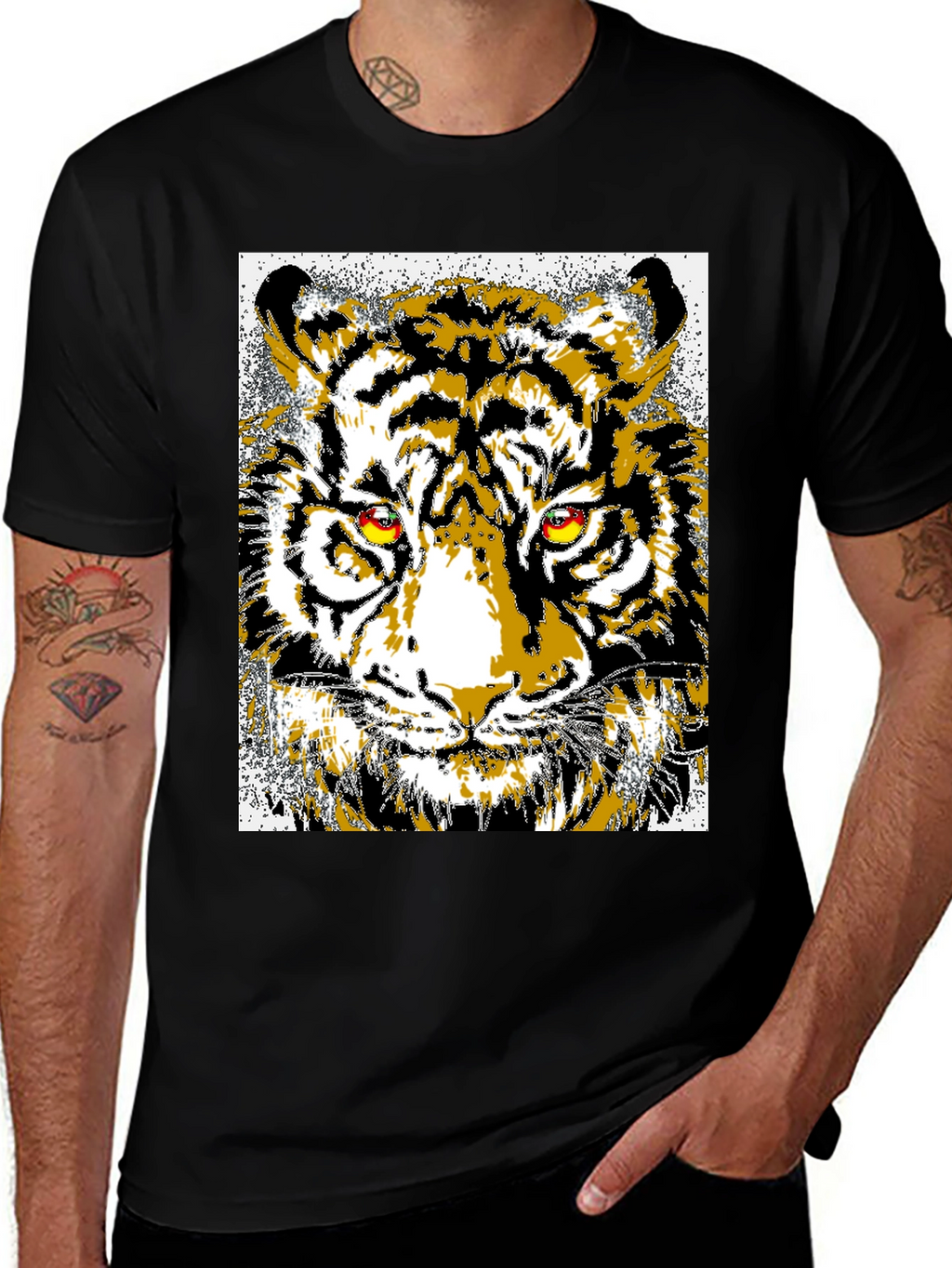 Striking Tiger Graphic Tee - Bold Animal Print T-Shirt