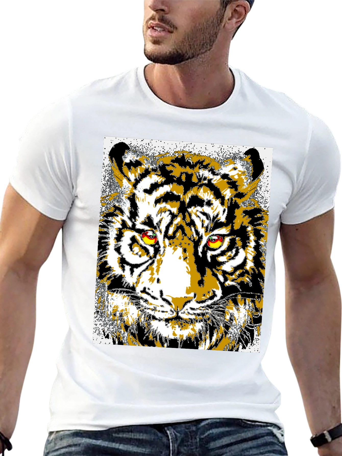 Striking Tiger Graphic Tee - Bold Animal Print T-Shirt